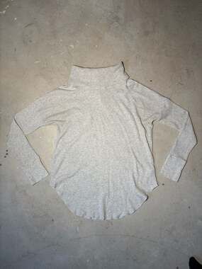 The Group Babaton Grey Waffle Knit Cowl Neck Long Sleeve Top